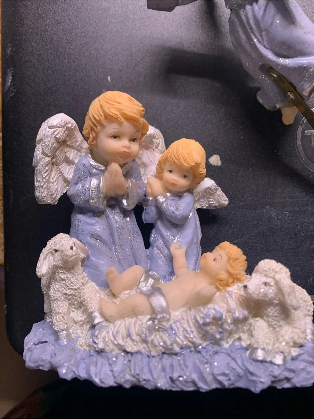 Vintage Kirkland One Piece Resin Flying Angel Nativity Scene